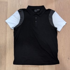 A/X Armani Exchange Black Polo with White and Gray Sleeves